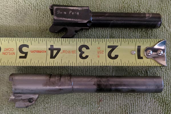 Pistol barrel size comparison: full size vs. compact