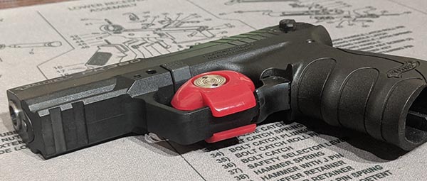 Cabela's trigger lock on a handgun