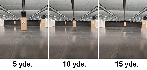 bullseye target appearance at various shooting qualification distances