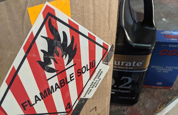 hazmat label - increases cost of reloading 9mm rounds