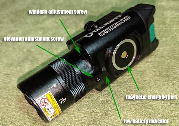 olight baldr pro review: laser adjustment and charging